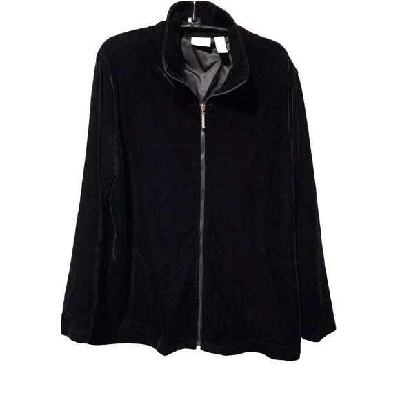 CHICO'S Black Long Sleeve Zip up Women Jacket Size 2 Very Soft - Picture 1 of 7